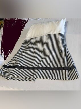 Waverly Garden Black White Stripe King Bed Skirt 16” Drop Farmhouse.